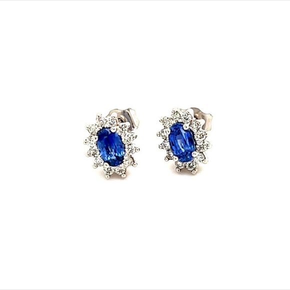 Natural Sapphire Diamond Stud Earrings 14k Gold 0.90 TCW Certified $2,450 215613 - Picture 7 of 9